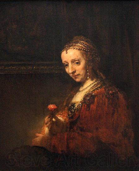 Rembrandt Peale Portrait of a Woman with a Pink Carnation Norge oil painting art